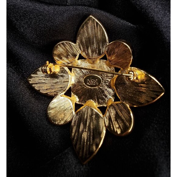 Vintage JOAN RIVERS Maltese Crest Brooch With Black Center Red & Green Cabochons - Picture 5 of 5